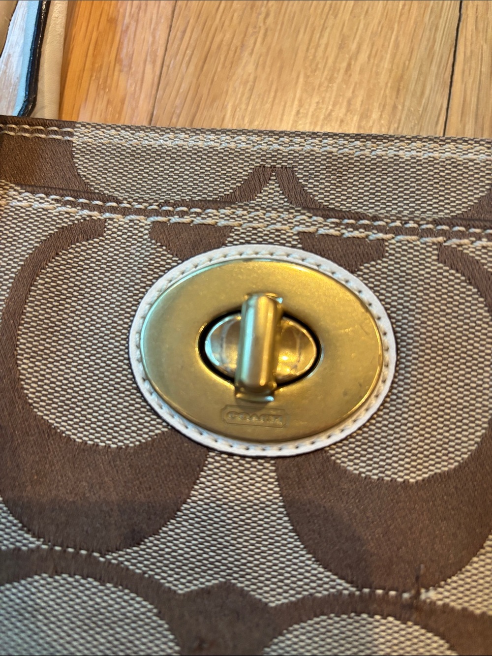 Coach Shoulder Bag Monogram Brown White - Picture 2 of 8